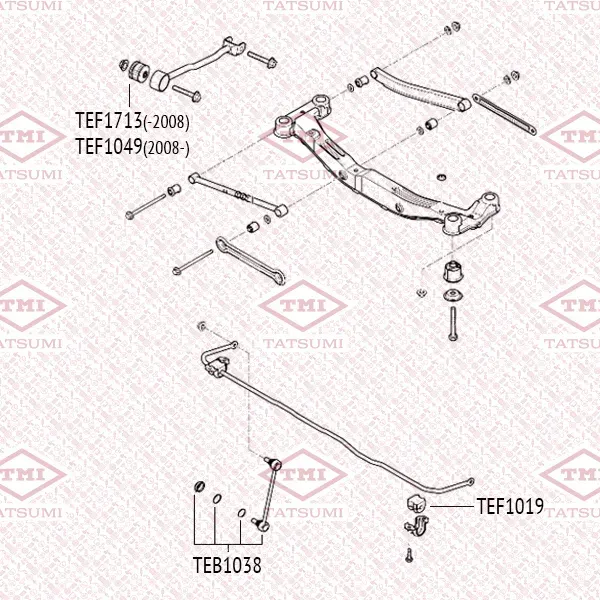 Сайлентблок продольного рычага | зад прав/лев | (Tatsumi). Артикул TEF1713