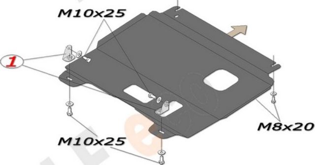 Защита алюминиевая Alfeco для картера и КПП Fiat Albea 2002-2012. Артикул ALF.06.01 AL4
