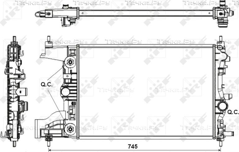 Радиатор охлаждения двигателя NRF для Opel Astra J 2009-2015. Артикул 53153