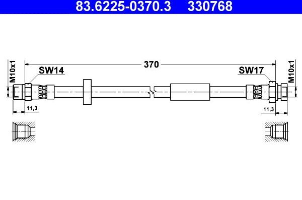 Тормозной шланг ATE. Артикул 83.6225-0370.3