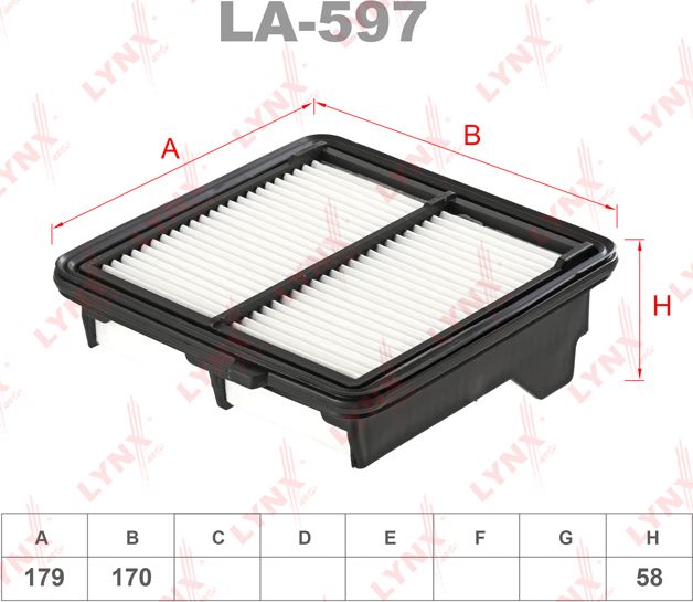 Воздушный фильтр LYNXauto. Артикул LA-597