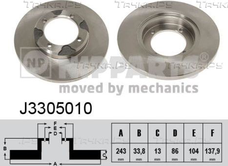 Тормозной диск Nipparts для Mitsubishi Tredia 1982-1987. Артикул J3305010