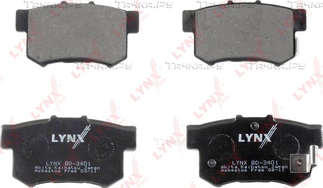 Тормозные колодки LYNXauto задние для Honda Legend IV 2009-2012. Артикул BD-3401