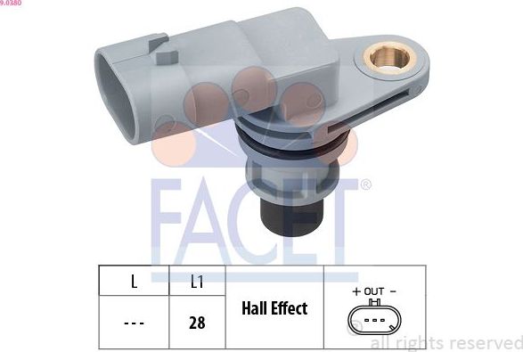 Датчик положения коленвала Facet Made in Italy - OE Equivalent для Alfa Romeo Giulietta III 2010-2026. Артикул 9.0380