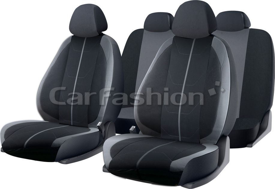 Чехлы универсальные CarFashion Bravo на сидения авто, цвет Темно-серый/Светло-серый/Темно-серый/Светло-серый. Артикул 10112
