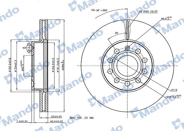 Тормозной диск Mando. Артикул MBC035327