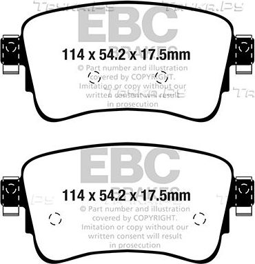 Тормозные колодки EBC Brakes задние для Toyota ProAce II 2016-2026. Артикул DP22345