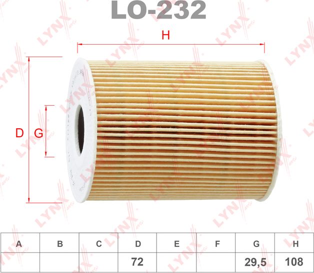 Масляный фильтр LYNXauto. Артикул LO-232