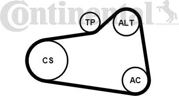 Приводной ремень поликлиновой с роликами (комплект) ContiTech. Артикул 6PK905 EXTRA K1