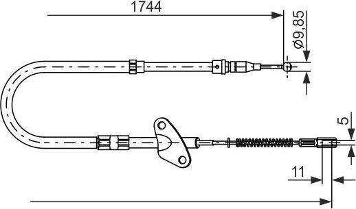 Трос ручника (тросик ручного тормоза) Bosch. Артикул 1 987 477 121