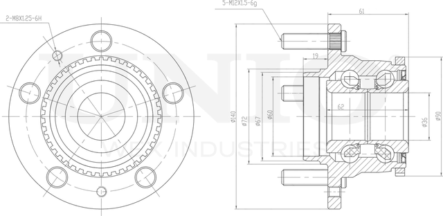 Ступица колеса с интегрированным подшипником (Unio). Артикул HUB-20097