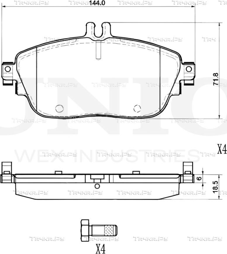 Колодки тормозные дисковые, комплект (Unio). Артикул BRP-20442