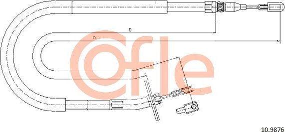 Трос ручника (тросик ручного тормоза) Cofle задний правый для Volkswagen LT II 1996-2006. Артикул 10.9876
