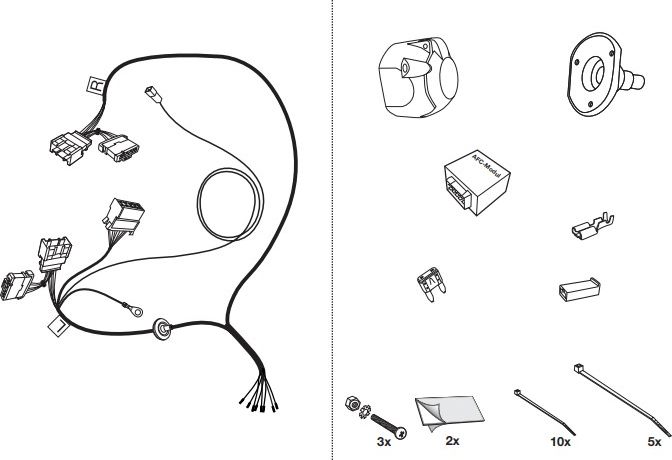 Штатная электрика фаркопа Hak-System (полный комплект) 7-полюсная для Renault Dokker 2012-2017. Артикул 12620508
