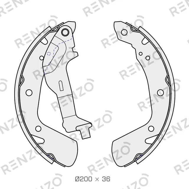 Тормозные колодки барабанные задние Skoda Fabia, Rapid 1.2-1.4, 11- PR-1KN (Renzo). Артикул RZ105