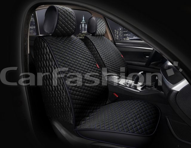 Накидки универсальные CarFashion Romb Front на передние сидения авто, цвет Черный/Черный/Синий. Артикул 26215