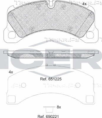 Тормозные колодки Icer передние для Porsche Cayenne II (958) 2010-2014. Артикул 182206