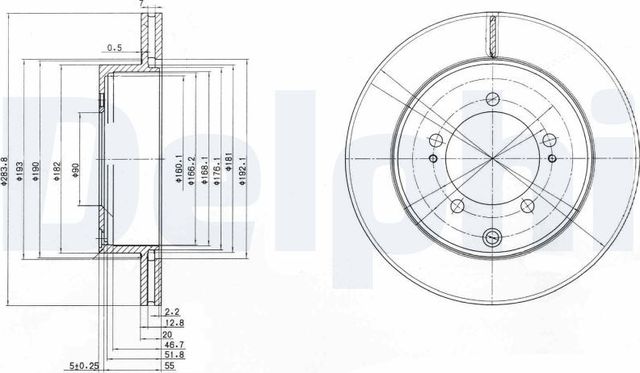 Тормозной диск Delphi для Mitsubishi Space Runner II 1999-2003. Артикул BG9849