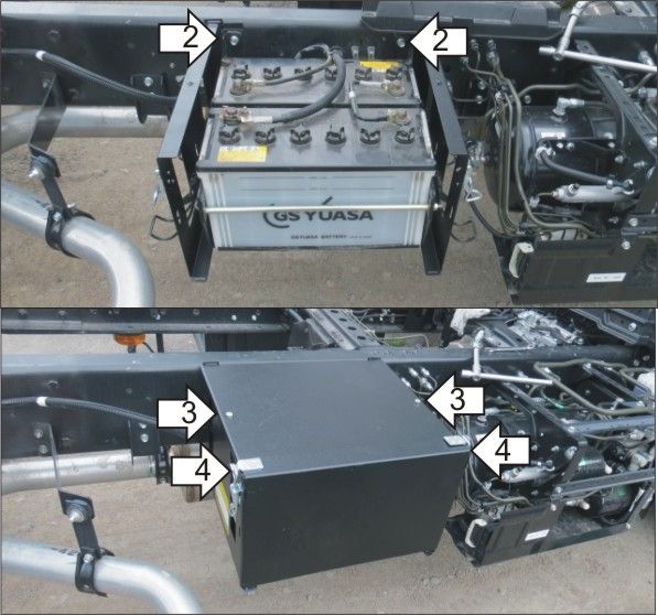 Защита Мотодор для аккумулятора Isuzu FVR 34 2013-2026. Артикул 26413