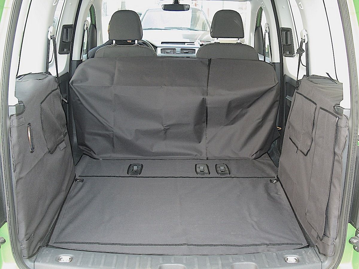 Защитный чехол AUTOSMSTUDIO "Maxi" в багажник автомобиля для Volkswagen Caddy IV (5 мест) 2015-2020, серый. Артикул TP-VW-CADII5-MAXI-GR