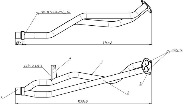 Глушитель Trialli (алюминий / сталь) передний для ГАЗ ГАЗель 2003-2013. Артикул ERP 0307