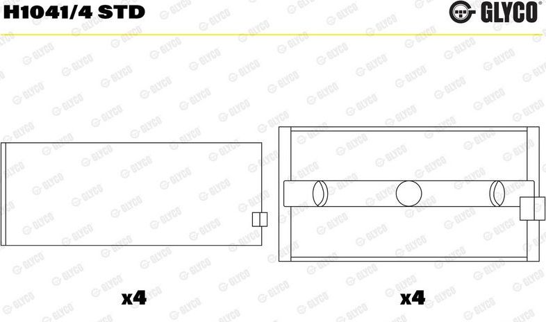 Вкладыши коренные Glyco для Volvo 780 1986-1990. Артикул H1041/4 STD