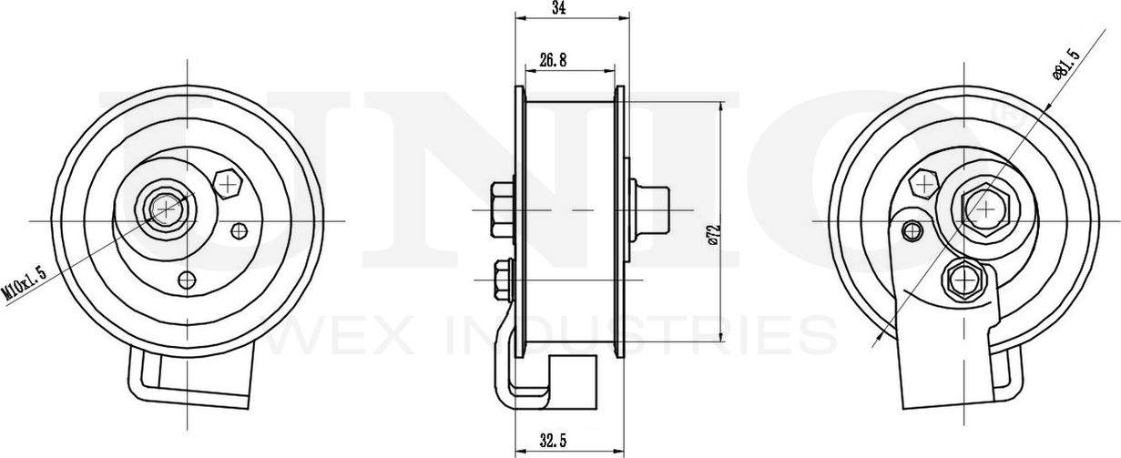 Ролик зубчатого ремня ГРМ натяжной (Unio). Артикул TNS-10211