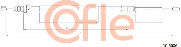 Трос ручника (тросик ручного тормоза) Cofle. Артикул 92.10.6686