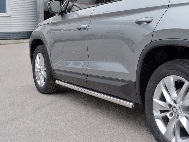 Защита порогов RusStal труба d63 (вариант 2) для Skoda Kodiaq 2017-2026. Артикул SKKT-0027762