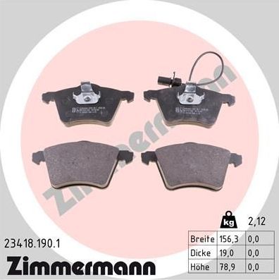 Тормозные колодки Zimmermann. Артикул 23418.190.1