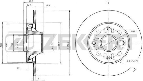 Тормозной диск Zekkert. Артикул BS-5025BZ