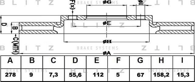 Диск тормозной MB W204/S204 07- задн. (Blitz). Артикул BS0431