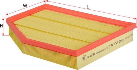 Воздушный фильтр Sakura для BMW 6 II (E63/E64) 2004-2010. Артикул A-30180