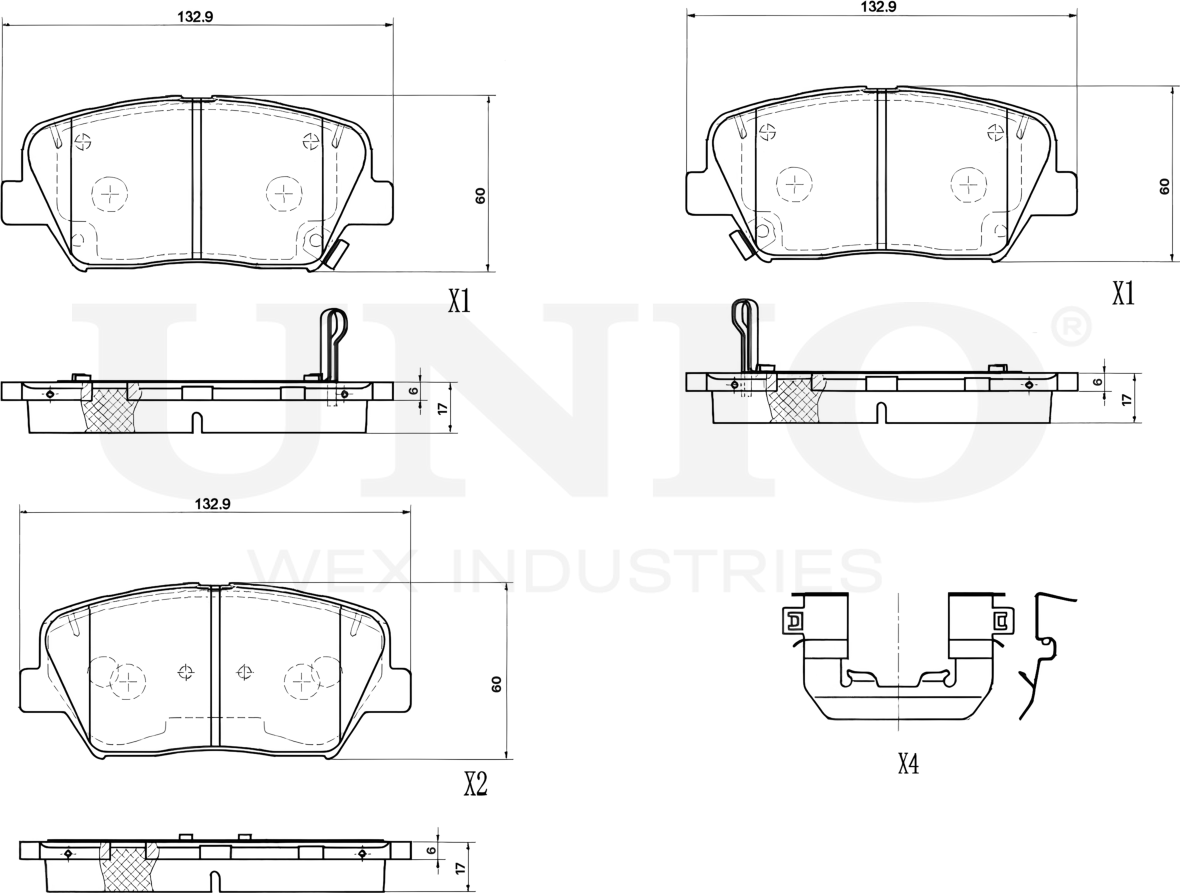 Колодки тормозные дисковые, комплект (Unio). Артикул BRP-20037