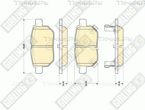 Тормозные колодки Girling задние для Lexus CT I 2011-2018. Артикул 6134549