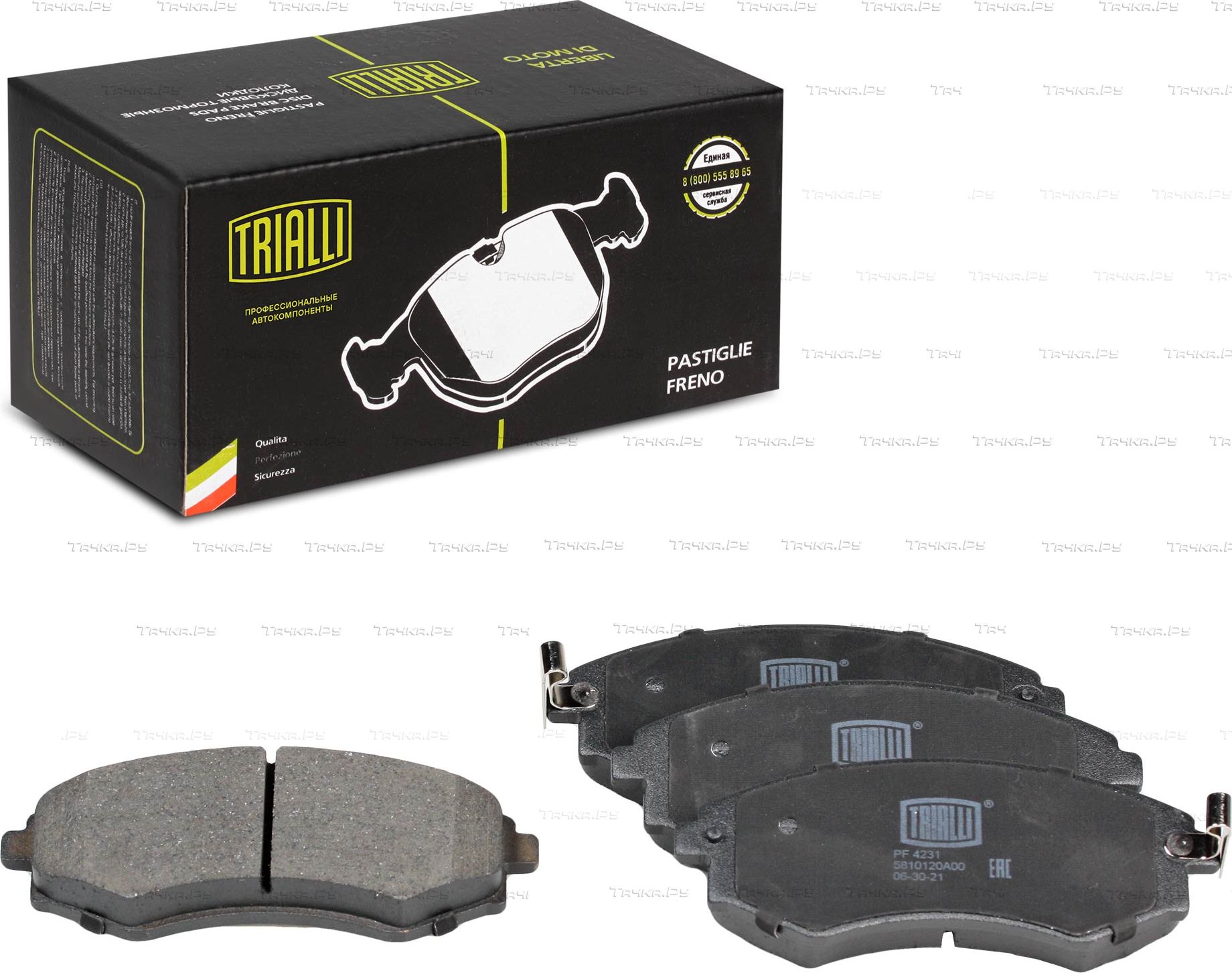 Тормозные колодки Trialli (Low-Metallic) передние для Hyundai Lantra II 1995-2000. Артикул PF 4231