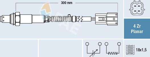 Лямбда-зонд (кислородный датчик) FAE. Артикул 77452