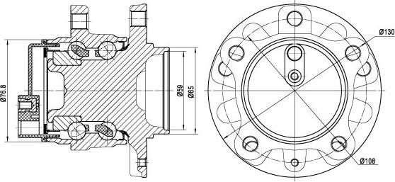 Ступица с подшипником CITROEN C4 PICASSO II/PEUGEOT 308 II/3008 13- зад. (Trialli). Артикул MR 2008