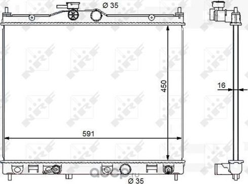Радиатор охлаждения двигателя NRF (алюминий) для Nissan NV200 2010-2026. Артикул 59119