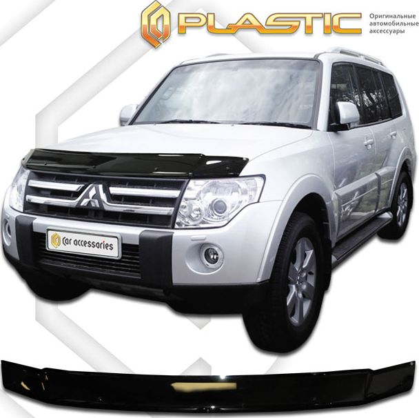 Дефлектор СА Пластик для капота (Classic черный) Mitsubishi Pajero 2007-2026. Артикул 2010010102166