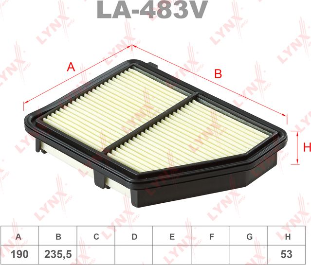 Воздушный фильтр LYNXauto. Артикул LA-483V