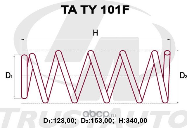 Пружина подвески усиленная (Trustauto). Артикул TATY101F
