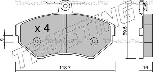 Тормозные колодки Trusting передние для Volkswagen Polo III 1995-2001. Артикул 224.1