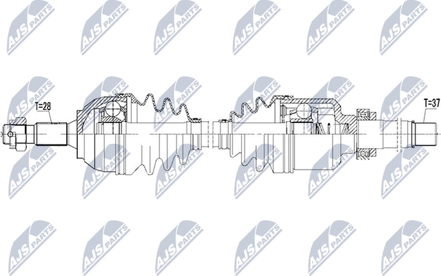 Полуось (привод в сборе, приводной вал) NTY для Peugeot 407 2004-2011. Артикул NPW-PE-041
