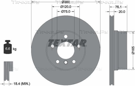 Тормозной диск Textar Pro. Артикул 92199503