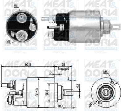 Втягивающее реле стартера Meat & Doria для Renault Logan II 2007-2026. Артикул 46118