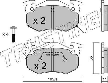 Тормозные колодки Trusting задние для Renault 19 I 1988-1994. Артикул 040.1