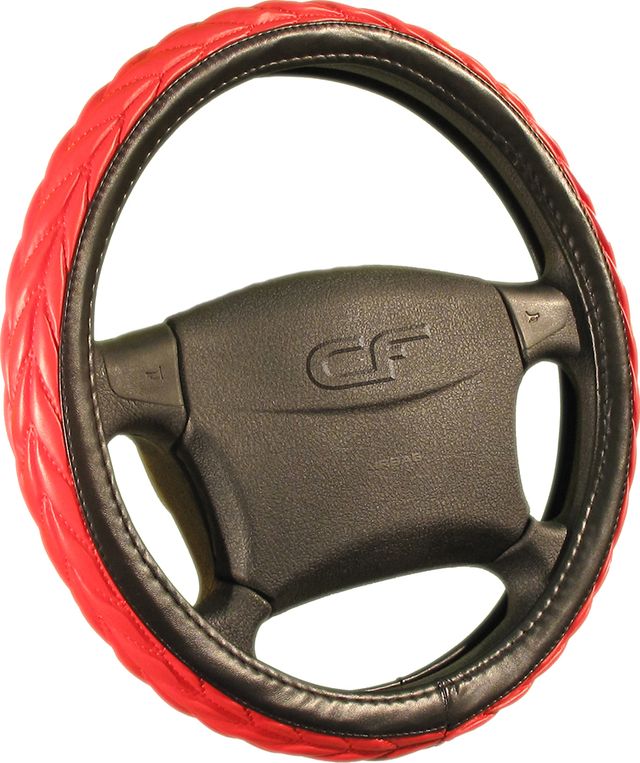 Оплётка на руль CarFashion Protector (размер M, искусственная кожа, цвет ЧЕРНЫЙ/КРАСНЫЙ). Артикул 31252