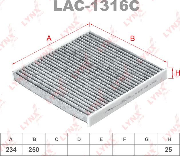 Салонный фильтр LYNXauto. Артикул LAC-1316C