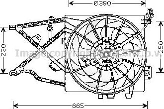 Вентилятор радиатора двигателя AVA для Opel Vectra B 1995-2003. Артикул OL7505